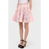 Pink silk flared skirt