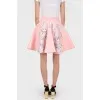 Pink silk flared skirt