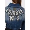 Cropped denim jacket with beads