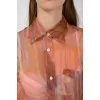 Sheer long blouse with buttons