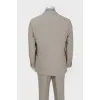Men's suit beige-brown with blue stripes