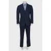 Men's suit in blue and dark gray stripes