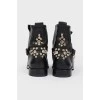 Ankle boots with rhinestones on the back