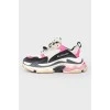 Triple-s sneakers with black and pink accents