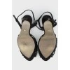 Suede sandals with rhinestones