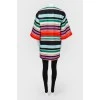 Striped coat with short sleeve