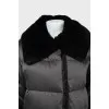 Elongated jacket with a fur collar