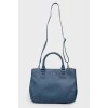 Blue leather bag with two handles