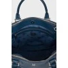 Blue leather bag with two handles