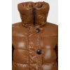 Quilted down jacket with knitted cuffs