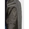Gray coat in herringbone print