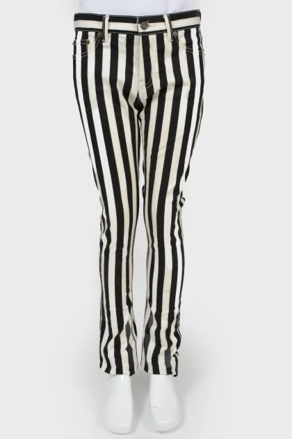 Black and white striped jeans