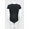 Translucent top-bodi with short sleeve
