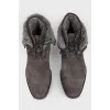 Gray men's boots with fur