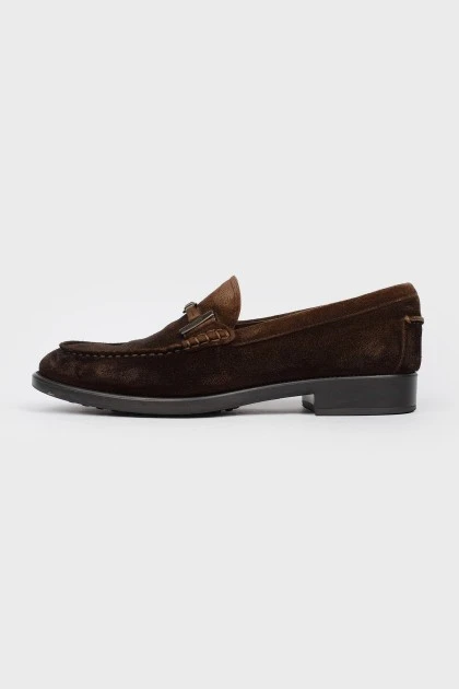 Brown suede men's loafers