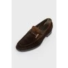 Brown suede men's loafers