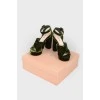 Velvet sandals with block heels