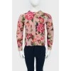 Cardigan Knitted with a floral pattern for a girl with a tag