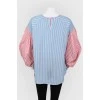 Loose blouse with wide striped sleeves