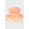 Children's peach dress with short sleeves