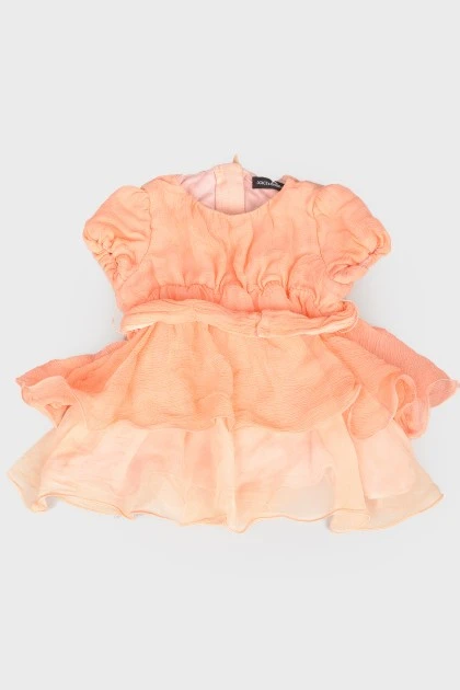 Children's peach dress with short sleeves