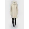 Button coat with fur hood