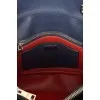 Blue bag with interior decoration of red leather