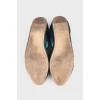 Leather flats with blue stones
