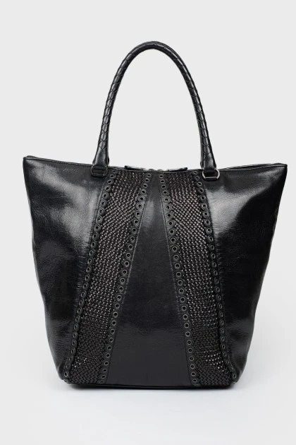Bag black with eyelets