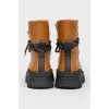 Boots black-brown with fabric insert
