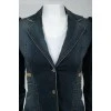 Fitted denim jacket with belt
