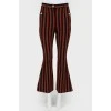 Vertical striped flared trousers
