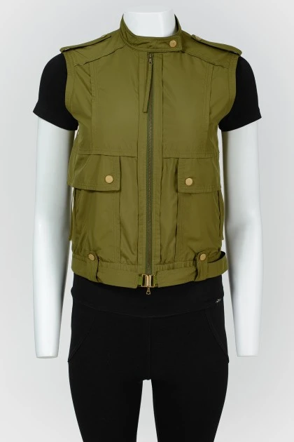 Vest with zip and buttons