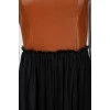 Floor-length dress with leather bodice