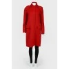 Red Straight Hooded Coat