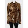 Leopard blouse with metal buttons