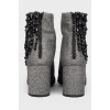 Textile boots with black beads