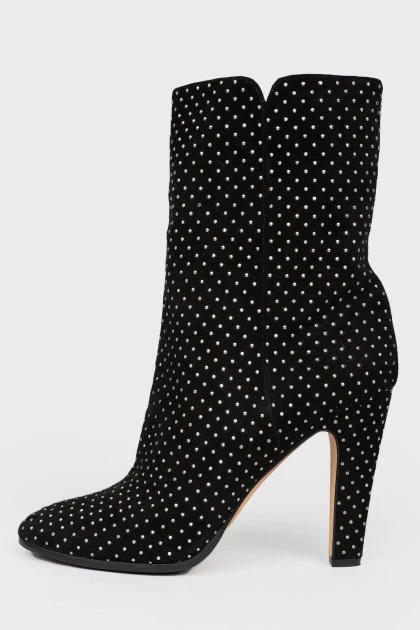 Tari suede stiletto heels with rhinestones