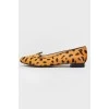 Ballet flats in leopard print with leopard face