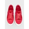 Suede sneakers with mesh inserts