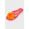 Flip flops cast with a fabric flower