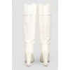 High white vinyl leather boots