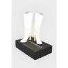 High white vinyl leather boots
