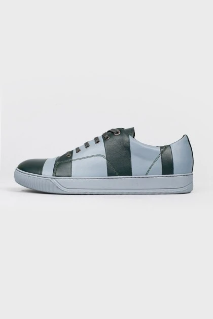 Striped men's leather sneakers