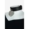 Choker with wide strap and heart