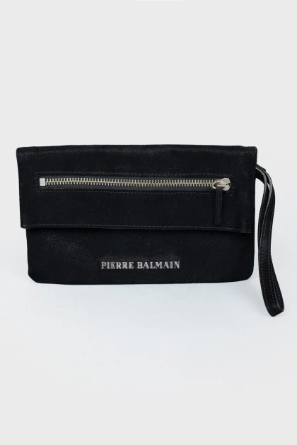 Clutch with zip and wrist handle