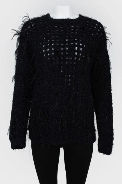 Knitted sweater with openwork top