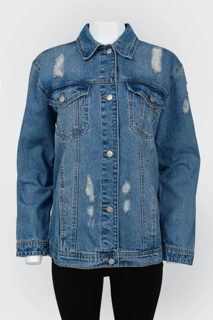 Denim jacket with rooster