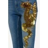 High landing jeans with yellow dragon