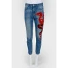 High Planting jeans with red dragon